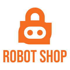robot shop flat minimalist logo design