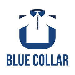 blue collar uniform flat minimalist logo design