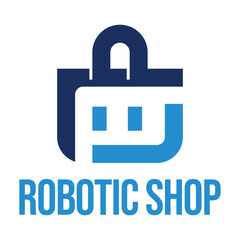 robotic shop flat minimalist logo design