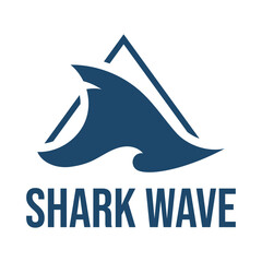 shark wave flat minimalist logo design