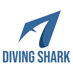 diving shark flat minimalist logo design