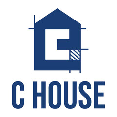 c house building flat minimalist logo design