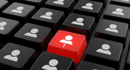 Red User Icon Standing Out Among Others to Represent Access Control and System Prioritization