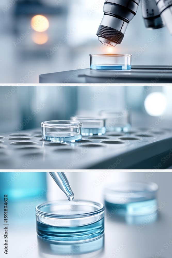 Poster exploring advanced biosensor technologies in a laboratory setting with detailed close-up shots