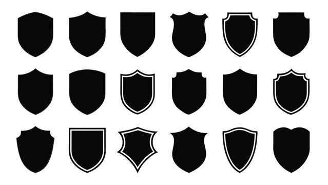Diverse shield shapes black graphic emblem crest