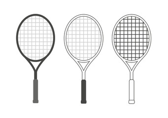Three distinct tennis rackets displayed side by side.