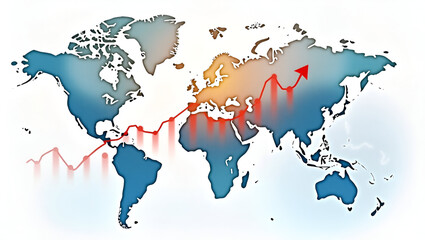 Realistic Watercolor Illustration of Analysts Plotting Demand Forecasting Line Graphs on Global Map with Subtle Color Transitions and Textured Brush Detailing