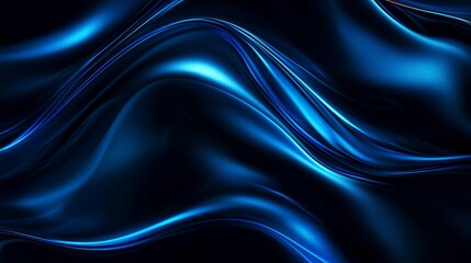 Fototapeta premium Wavy Blue Silk Texture Abstract Background with Light Highlights