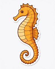Fototapeta premium Yellow seahorse cartoon stickers