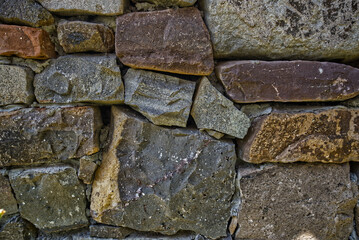 Stone and brick wall with various textures