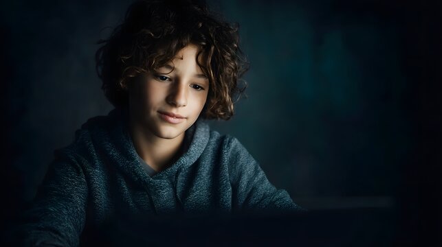 Focused teenager learning coding on laptop