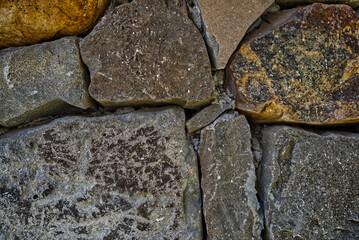 Stone and brick wall with various textures
