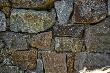 Stone and brick wall with various textures