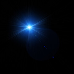 A radiant blue star bursts forth illuminating the dark canvas evoking cosmic wonder and celestial mysteries with sharp