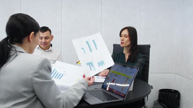 High-level business concept planning during board meeting in modern office