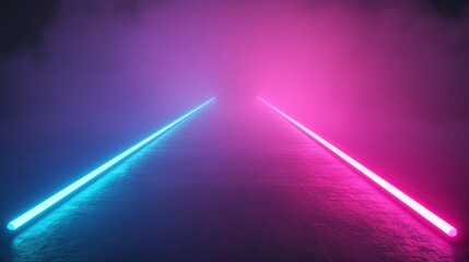 Spaceship interior. View on open space or planet. Futuristic sci-fi laboratory or corridor with neon light.