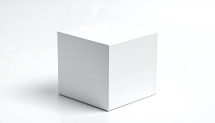 Fototapeta premium Blank white cube on plain white background