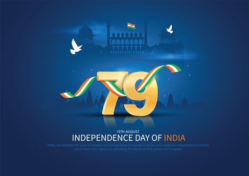 happy 79th independence day of india. creative vector illustration design.