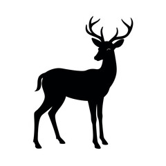 Obraz premium Graceful deer standing alert with antlers Line Art Vector illustration