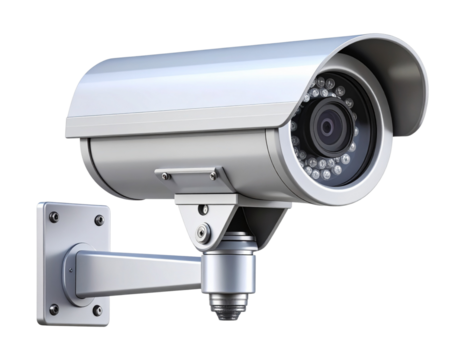  Bullet-Type Outdoor Surveillance Camera with Mounting Bracket, isolated on transparent background PNG
