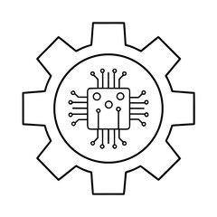 Artificial Intelligence Gear Cat Illustration with AI Inside a Cogwheel