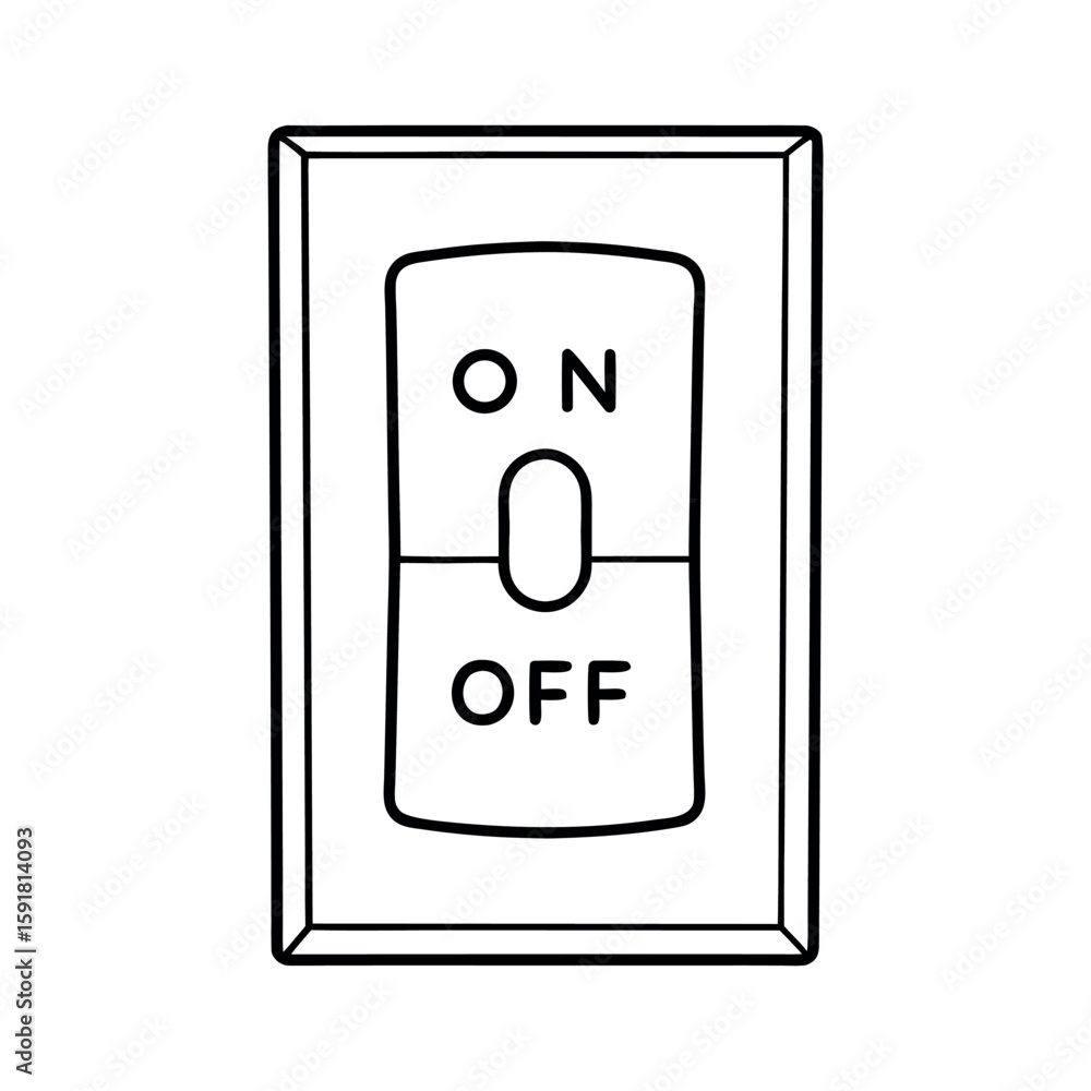 Poster circuit breaker switch illustration with on and off markings in vector format