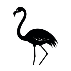 Graceful flamingo in resting water pose Line Art Vector illustration