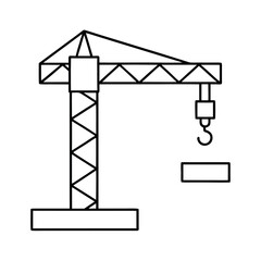 Thin Tower Crane with Hook Vector Illustration for Construction Projects