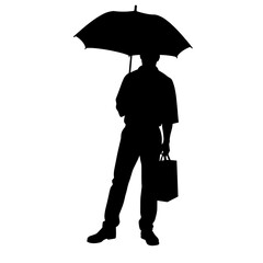 Silhouette of delivery man under umbrella &ndash; Weatherproof courier service