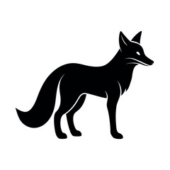 Alert fox sitting in a natural calm pose Line Art Vector illustration