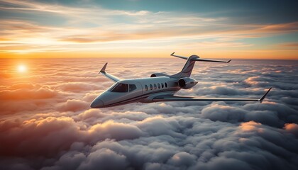 airplane in the sky at sunset