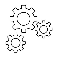 Minimalist Gear Mechanism Illustration with Three Interlocking Gears Vector Design