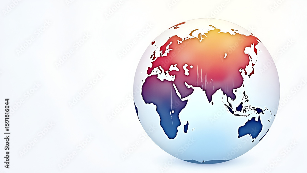 Poster dynamic future world economy map: realistic watercolor overlay with stock index curves on translucen
