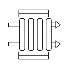Schematic Heat Exchanger Diagram with Arrows Representing Fluid Flow In and Out
