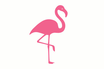 Fototapeta premium Stylized pink flamingo on one leg, tropical theme illustration for decor, fashion, or branding use