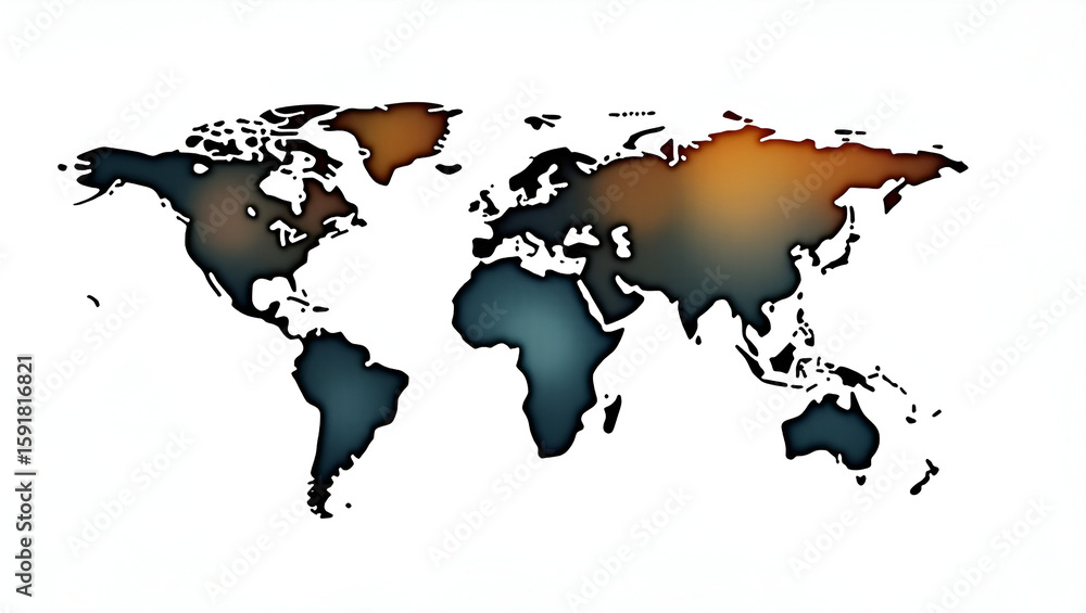 Poster realistic watercolor world gdp analysis: abstract globe with numeric data overlays and fine brush de