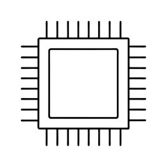 Square Microchip Vector Graphic with Pins on All Sides Design