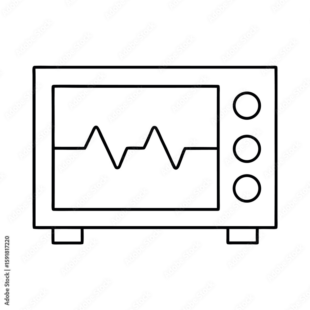 Poster oscilloscope screen displaying a wavy signal line vector illustration design