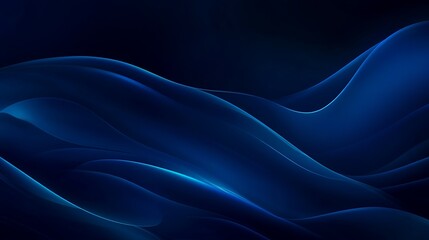 Obraz premium Abstract Blue Wave Flowing Design with Glowing Lines in Dark Background