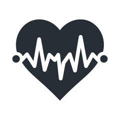 Heartbeat solid flat icon. Isolated vector illustration. Symbol of heart with waveform	
