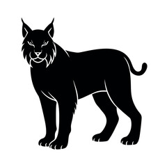 Obraz premium Wild lynx with tufted ears and thick coat Line Art Vector illustration