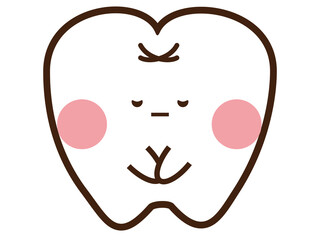 お詫びをしているかわいい歯のマスコットキャラクター