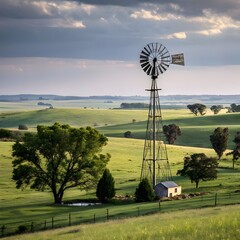 photo of a windmill in the countryside