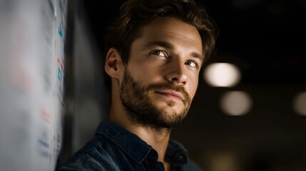 Marketing strategist reviewing audience persona charts in a focused high  environment