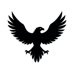 Obraz premium Focused eagle in flight with outstretched wings Line Art Vector illustration