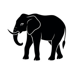 Obraz premium Strong elephant walking in bold posture Line Art Vector illustration