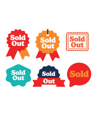 Colorful Sold Out Labels for Marketing and Sales

