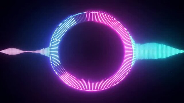 Neon Circular Audio Visualizer Animation with Vibrant Sound Wave Effects
