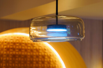 Beautiful modern round glass ceiling lamp light bulb interior, suitable for home and living room...