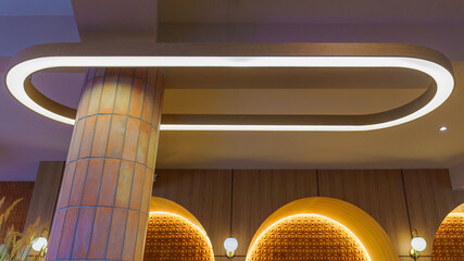 Modern oval ceiling lamp light bulbs are an interior decoration for home and living rooms, and...